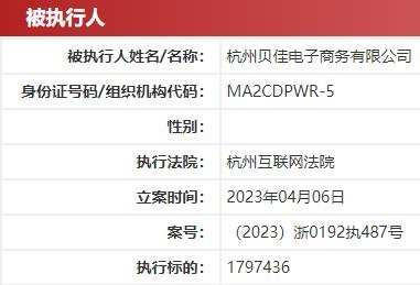 贝店一天三次被列为被履行人 履行标的共327万