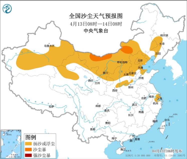 2023年4月13日环境气象预报：西北华北东北上海等仍有沙尘