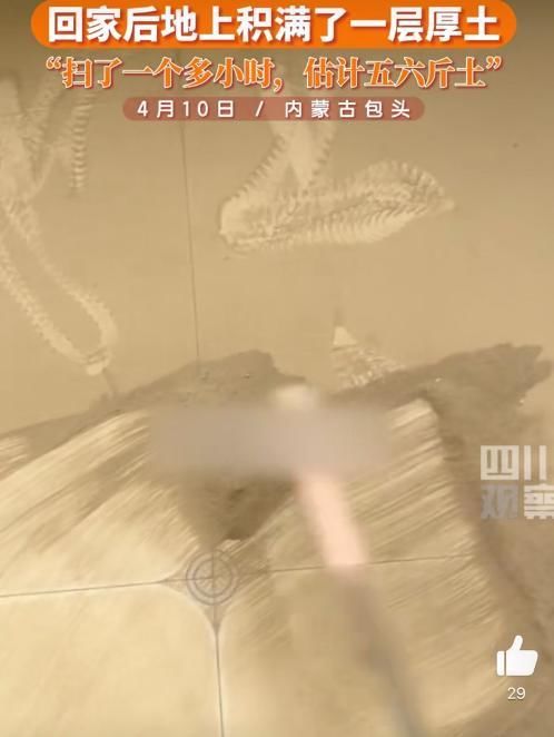 女子忘关窗回家扫土1小时，网友：才智了