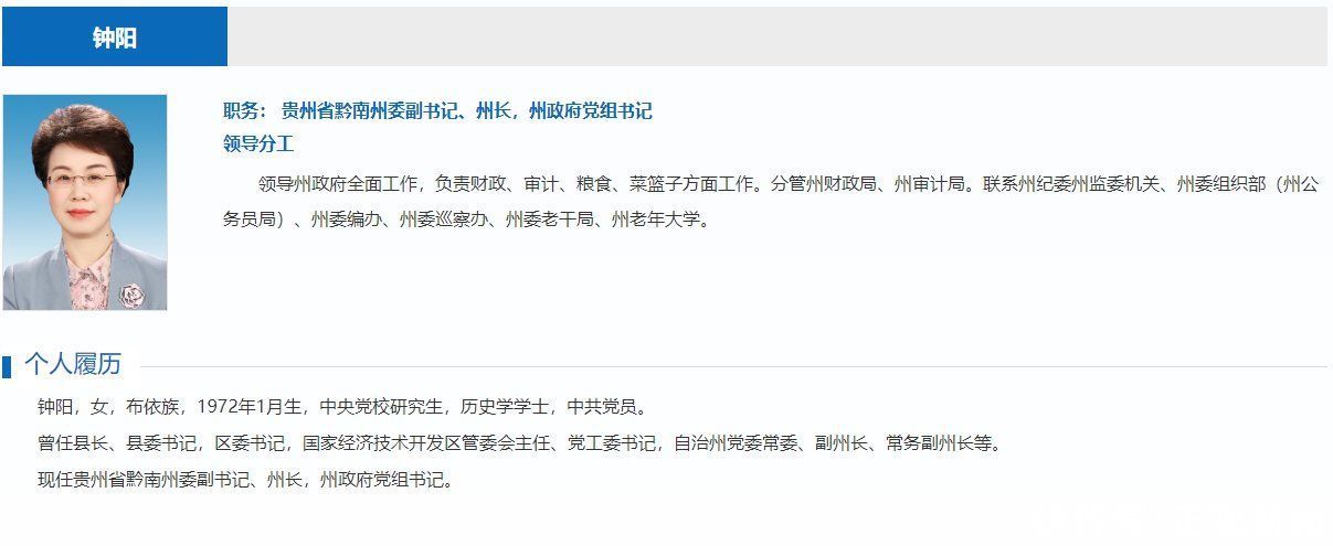 贵州省黔南州委副书记、州长钟阳被查