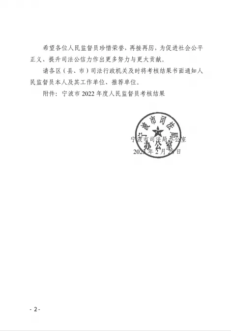 张益波博士再次连任“宁波市优异公民监督员”称谓