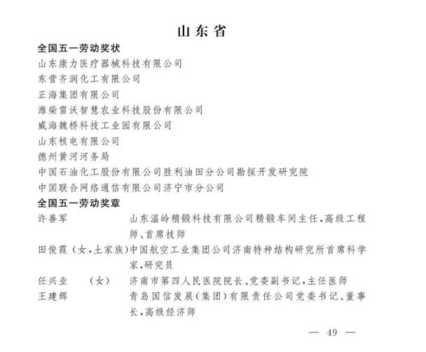 济宁这些团体和个人上榜全国五一劳动奖和全国工人先锋号名单