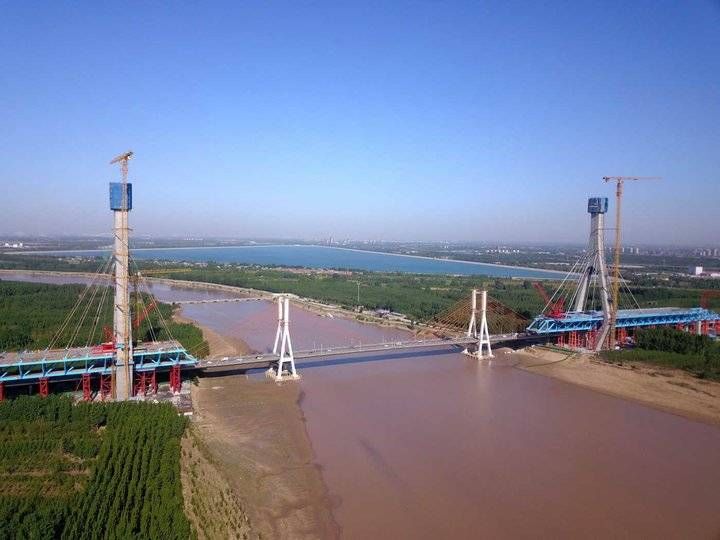 济南黄河大桥新桥气势雄伟,9月主桥将合龙 济南黄河大桥新桥气势雄伟,9月主桥将合龙