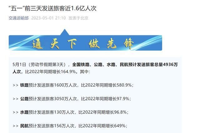 “五一”前三天发送旅客近1.6亿人次 “五一”前三天发送旅客近1.6亿人次