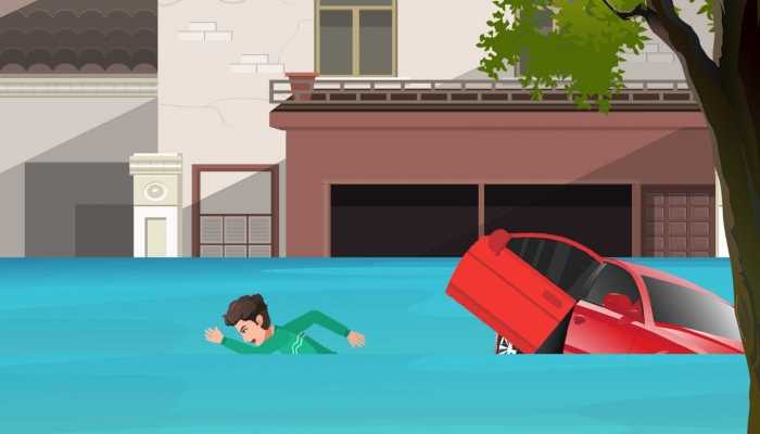 福建暴雨：男子开车被淹踹车门逃生 车辆落水逃生技巧