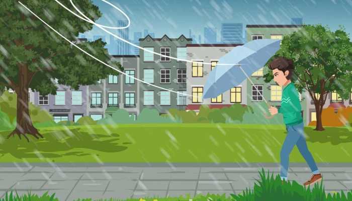 店员冒暴风雨开门喊母女进屋躲避 未来几天广东雨水仍较频繁